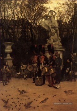 Battre la retraite dans les jardins des Tuileries James Jacques Joseph Tissot Peinture à l'huile